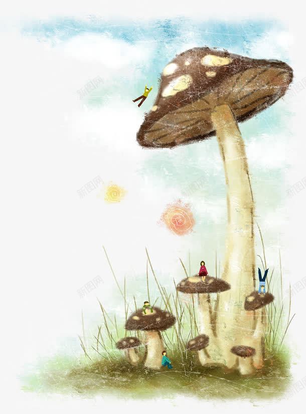 卡通手绘创意风景人物png免抠素材_88icon https://88icon.com 人物 创意 卡通 手绘 植物 蘑菇 风景