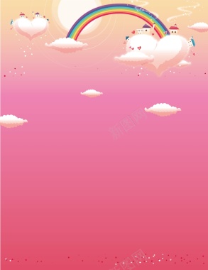 矢量温馨手绘卡通天空彩虹背景背景