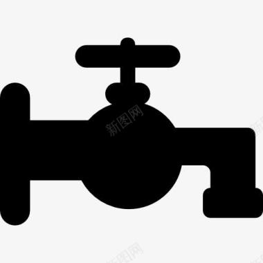 清澈的水浴室水龙头的轮廓图标图标