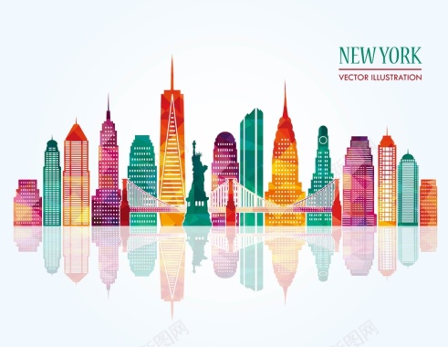 纽约建筑背景模板矢量图背景