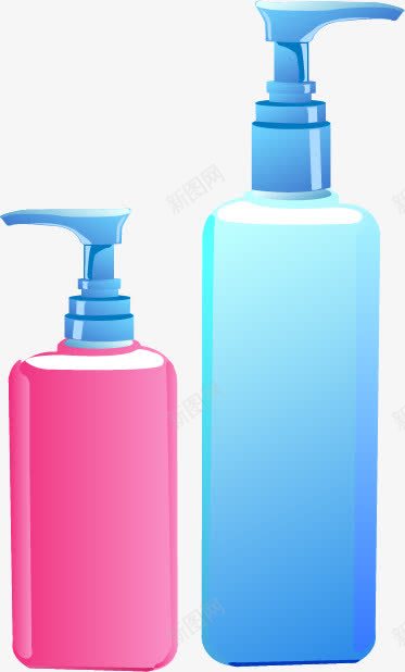 洗发精png免抠素材_88icon https://88icon.com 卡通 手绘 洗发精 瓶子 粉色 蓝色