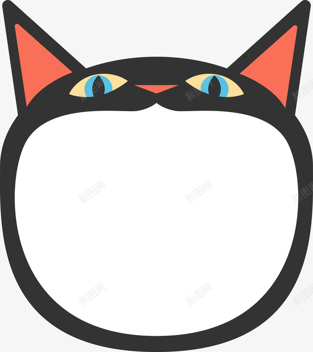 黑色猫头边框png免抠素材_88icon https://88icon.com PNG边框 动物 动物边框 猫头 矢量边框 边框 黑色