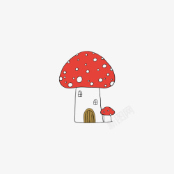 手绘蘑菇房子素材