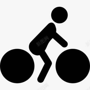 儿童骑自行车人骑自行车的侧面轮廓图标图标