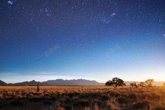 星空下的草原海报背景背景