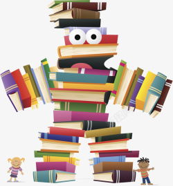 书籍机器人堆积起来的书籍高清图片