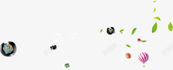 绿叶黑色珍珠热气球漂浮装饰png免抠素材_88icon https://88icon.com 漂浮 热气球 珍珠 绿叶 装饰 黑色