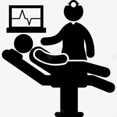 病人躺在担架上与医生图标图标