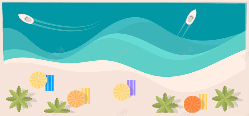 夏天来了海边沙滩旅行banner矢量图背景
