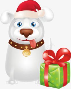 可爱圣诞白色狗狗素材