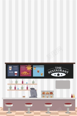 简约城市餐馆美食促销广告矢量图背景