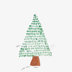 手绘水彩圣诞树素材