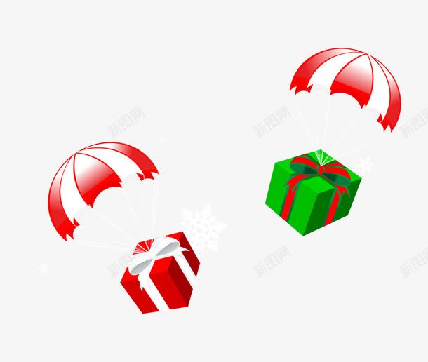 带着礼物的降落伞png免抠素材_88icon https://88icon.com 圣诞元素 礼物 礼物盒 礼物袋 降落伞