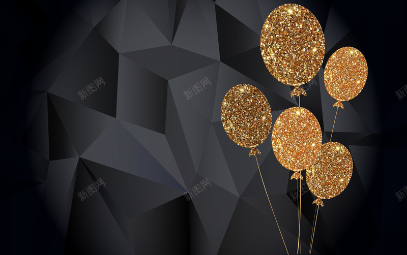 金色气球黑色几何方块背景矢量图ai设计背景_88icon https://88icon.com 几何 几何方块 扁平 气球 海报 渐变 背景 金色 黑色 矢量图