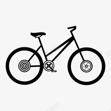 黑色的卡通手绘自行车图标图标