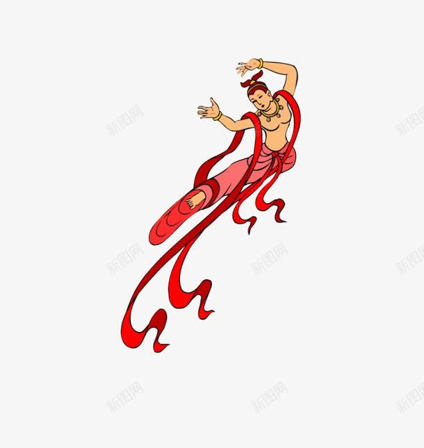 手绘飞天舞女png免抠素材_88icon https://88icon.com 一个 卡通 手绘 粉色 红色 舞女 飘带 飞天