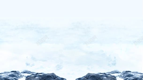 白色海边黑色岩石海报背景背景