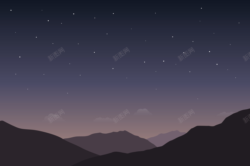 卡通扁平蓝色星空夜空背景矢量图ai设计背景_88icon https://88icon.com 卡通 夜景 夜空背景 夜色 山峰 扁平 星星 星空 漫画 矢量图 蓝色