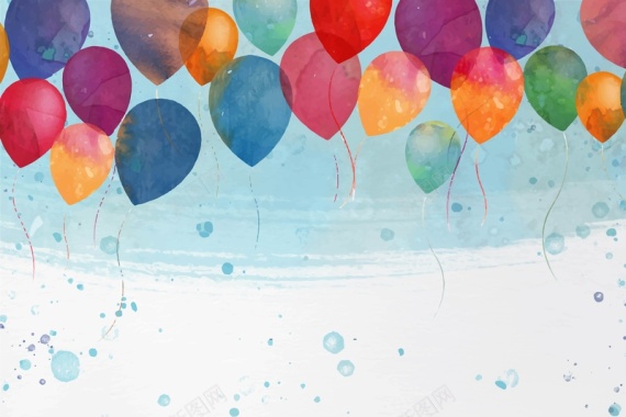 水彩气球海报背景矢量图背景