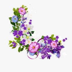 紫色花束花朵边框素材