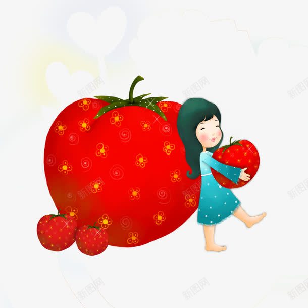 抱着水果的女孩png免抠素材_88icon https://88icon.com 儿童节 儿童节素材 卡通元素 小女孩 柿子