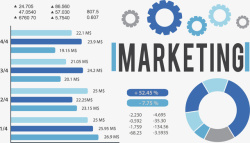 蓝色市场统计分析图表矢量图素材