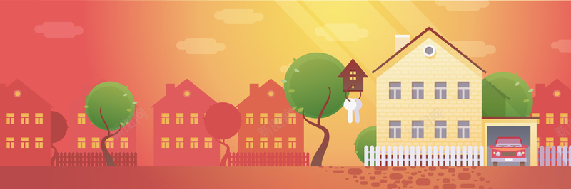 淘宝矢量卡通红色白云房子围栏房子树木海报ai设计背景_88icon https://88icon.com 卡通 围栏 房子 树木 海报 白云 矢量 红色 矢量图