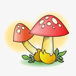 彩色手绘卡通蘑菇素材