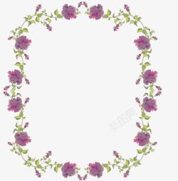 创意合成紫色的手绘花卉边框素材
