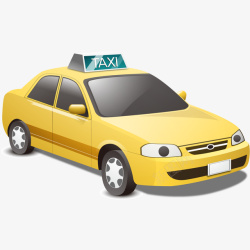 计程车卡通手绘黄色的计程车高清图片