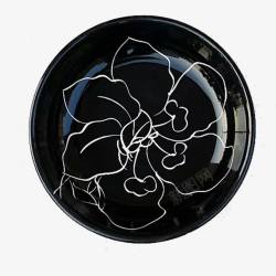 黑色手绘花立体简约家用陶瓷盘子素材