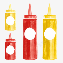 黄色纤维红黄色塑料瓶子尖口挤压式番茄酱高清图片