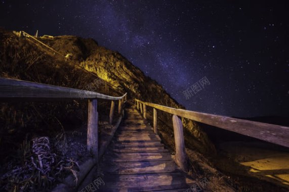 夜空下的山间木桥海报背景背景