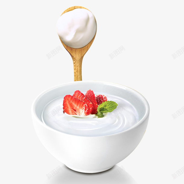 木勺子简约老酸奶psd免抠素材_88icon https://88icon.com 木勺子 水果 白色 简约 老酸奶