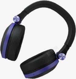 黑色带蓝色耳机实物素材