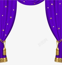 紫色帘幕上的星星素材