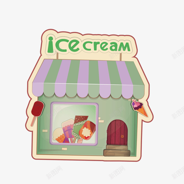 卡通冰淇淋店矢量图ai免抠素材_88icon https://88icon.com 冰淇淋 卡通 雪糕店 矢量图