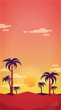 夏日沙滩的棕榈树矢量图背景