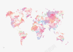 粉色非洲地图水墨画地图高清图片