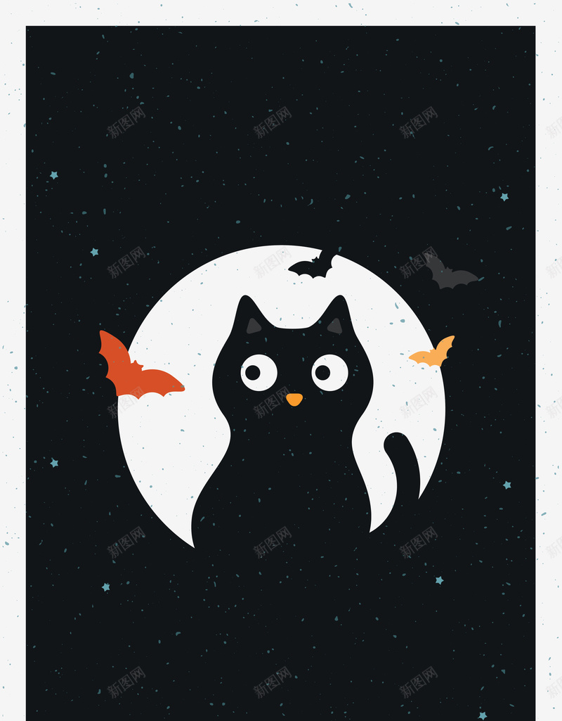 万圣节卡通黑猫海报矢量图ai设计背景_88icon https://88icon.com 卡通 夜晚 手绘 海报 童趣 蝙蝠 黑猫 矢量图