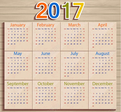 2017模板质感日历背景矢量图背景