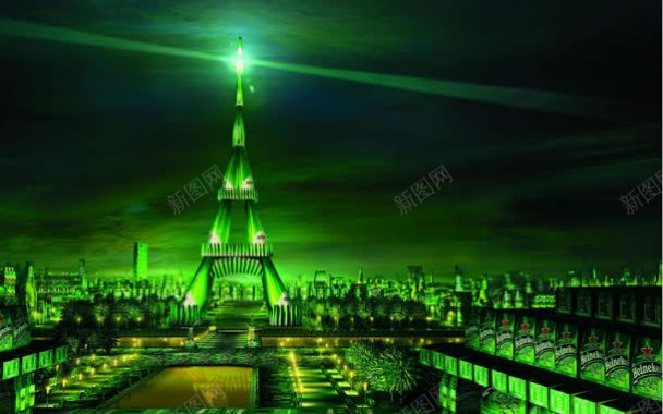 绿色光效城市建筑背景