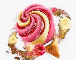 多彩冰淇淋水果素材