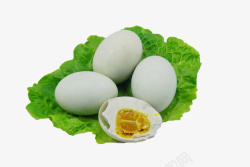 生菜叶和白色咸鸭蛋素材