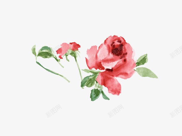 唯美插画玫瑰花png免抠素材_88icon https://88icon.com 叶子 手绘鲜花 植物 水彩 渐变 玫瑰花 粉色 鲜花