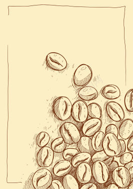 欧式咖啡豆咖啡店广告展板线描背景矢量图背景