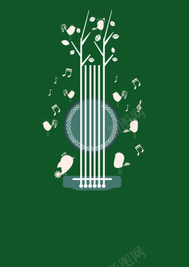绿色音乐简约海报背景矢量背景