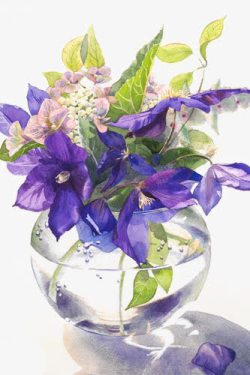 手绘紫色鲜花素材