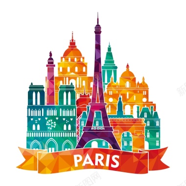 法国巴黎建筑背景模板矢量图背景