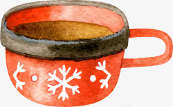 圣诞节手绘红色可爱咖啡杯素材